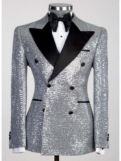 Double-Breasted Six-Button Tailored Party Jacket For Men