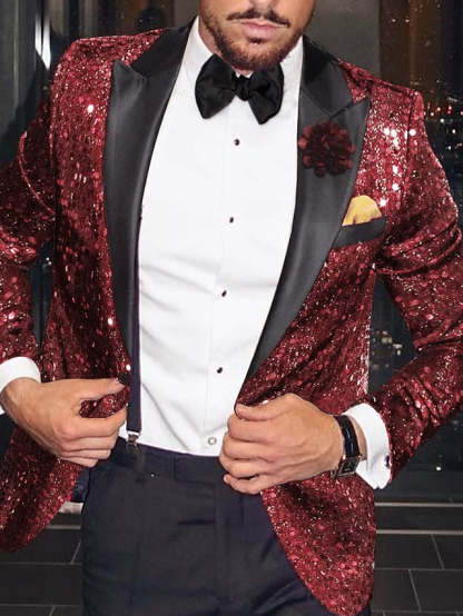 Single-Button Tailored Party Jacket For Men