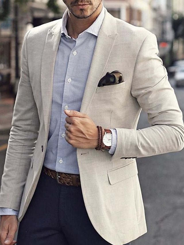 Single-Button Tailored Blazer Jacket For Men