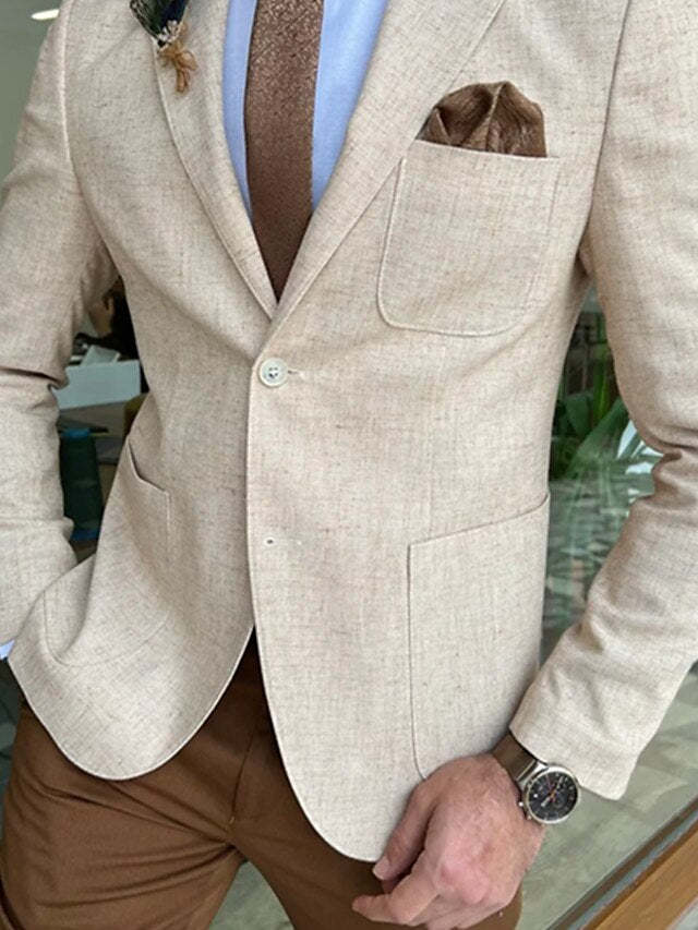 Single-Button Tailored Blazer Jacket For Men