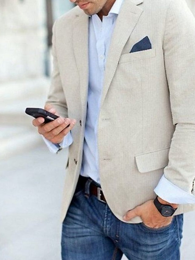 Single-Breasted Two-Button Blazer Jacket With A Tailored Fit For Men