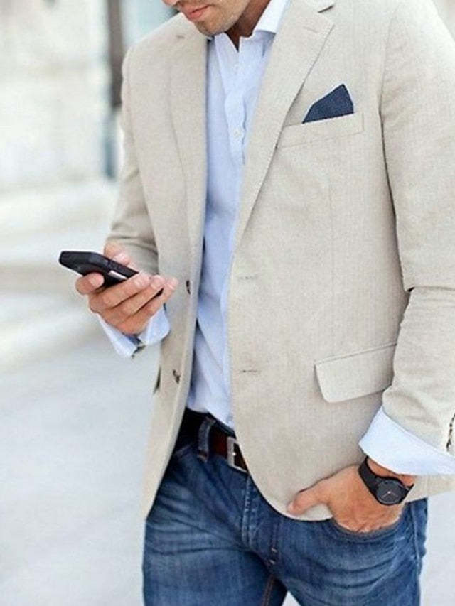 Single-Breasted Two-Button Blazer Jacket With A Tailored Fit For Men