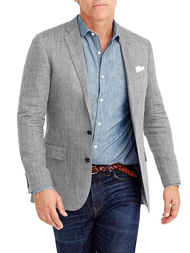 Single-Breasted Two-Button Blazer Jacket With A Tailored Fit For Men