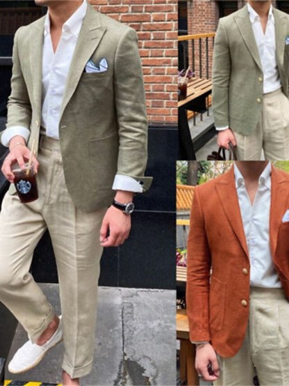 Single-Breasted Two-Button Blazer Jacket With A Tailored Fit For Men