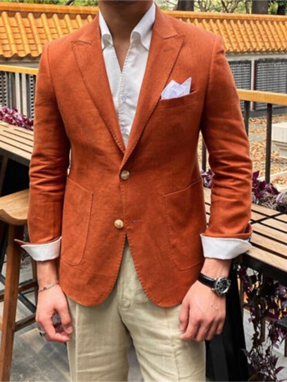 Single-Breasted Two-Button Blazer Jacket With A Tailored Fit For Men
