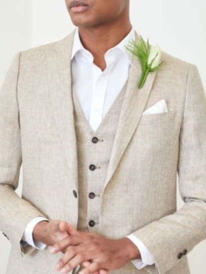 Men's Single Breasted Two-Button Tailored Fit 3-Piece Wedding Suit
