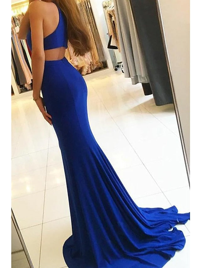 High Neck Floor-Length Prom Dresses in Trumpet/Mermaid Style