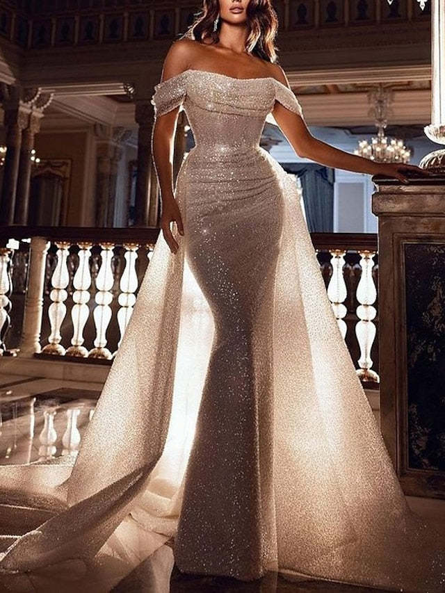 Off-the-Shoulder Floor-length Prom Dresses in Trumpet/Mermaid Style