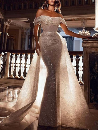 Off-the-Shoulder Floor-length Prom Dresses in Trumpet/Mermaid Style