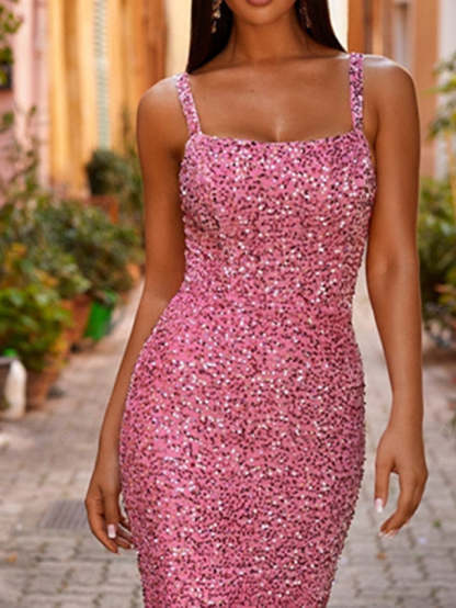 Spaghetti Strap Floor-length Sheath/Column Prom Dresses