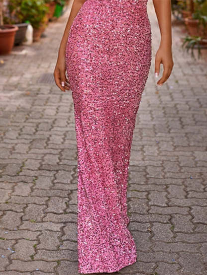 Spaghetti Strap Floor-length Sheath/Column Prom Dresses