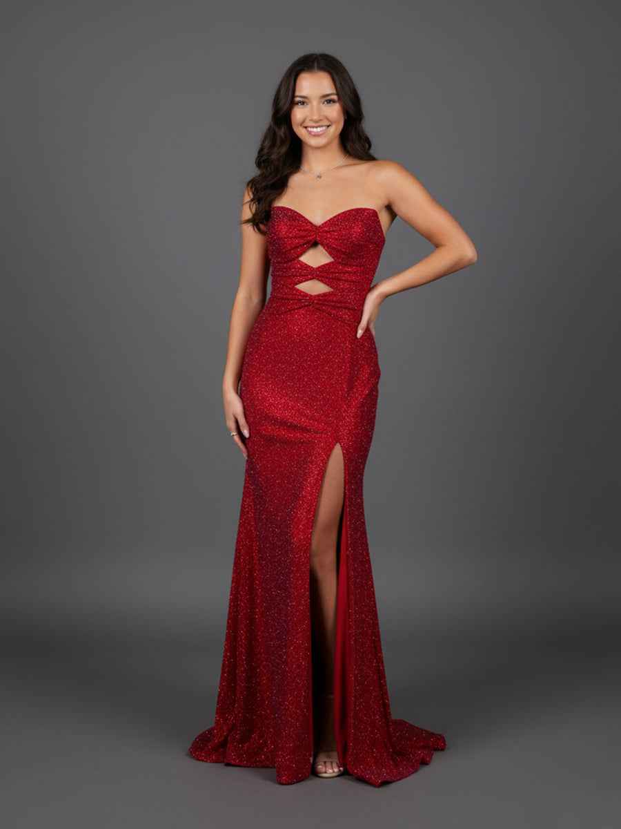 Mermaid Strapless Keyholes Long Prom Dress with Beads