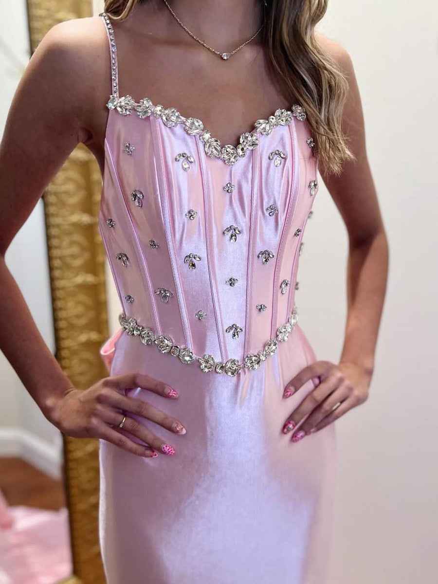 Mermaid Sweetheart Satin Long Prom Dress with Beading