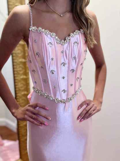 Mermaid Sweetheart Satin Long Prom Dress with Beading