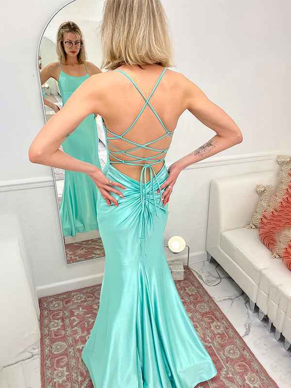 Pink Mermaid Sweetheart Spaghetti Strap Long Prom Dress