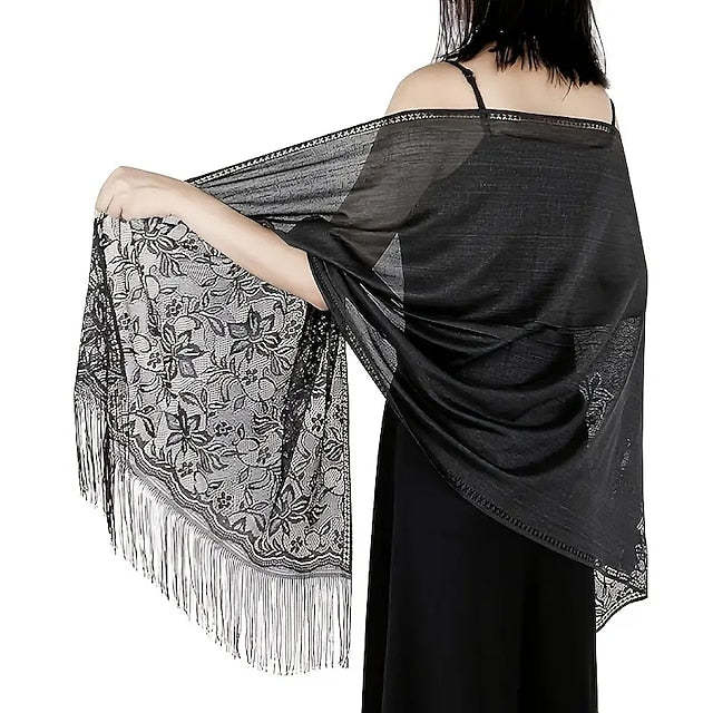 Elegant Vintage Sleeveless Women's Wedding Wrap in Polyester with Lace