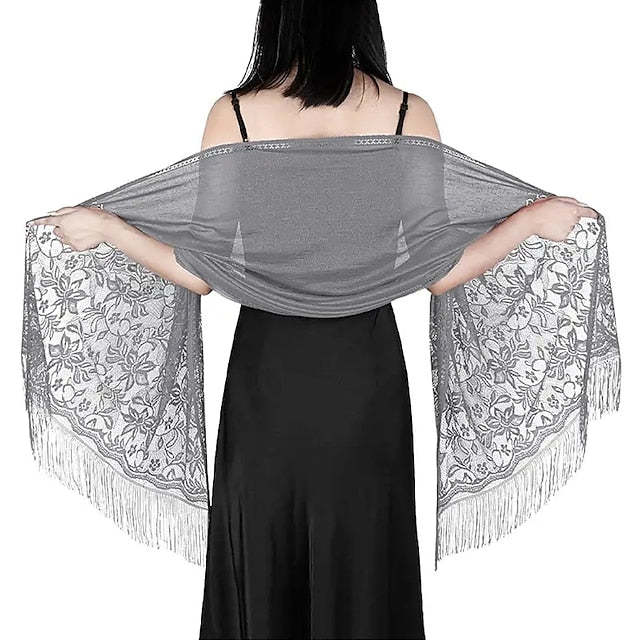 Elegant Vintage Sleeveless Women's Wedding Wrap in Polyester with Lace
