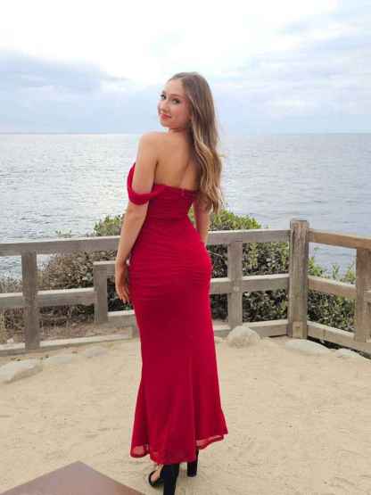 Blue Off The Shoulder Pleats Mermaid Long Formal Prom Dress