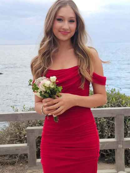 Blue Off The Shoulder Pleats Mermaid Long Formal Prom Dress