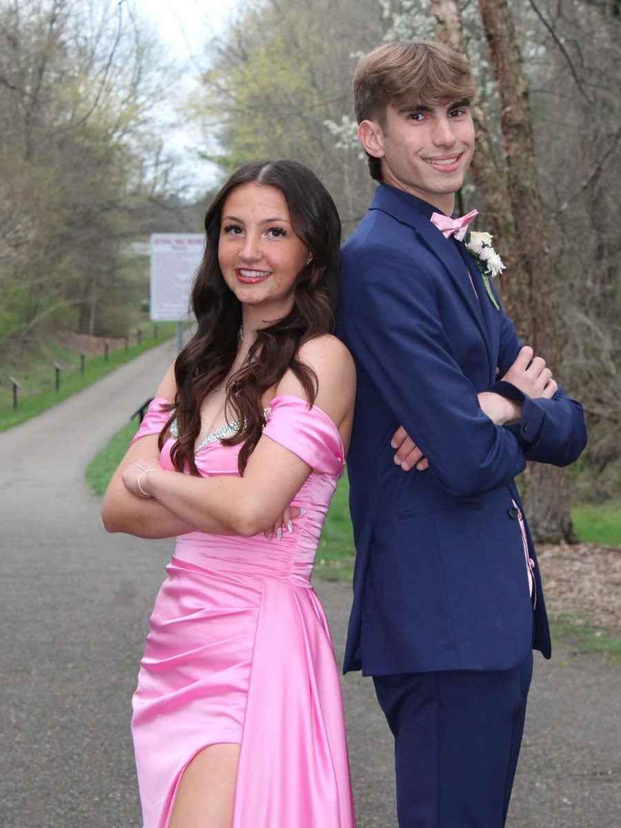 Off the Shoulder Ruched Long Prom Dress with Slit