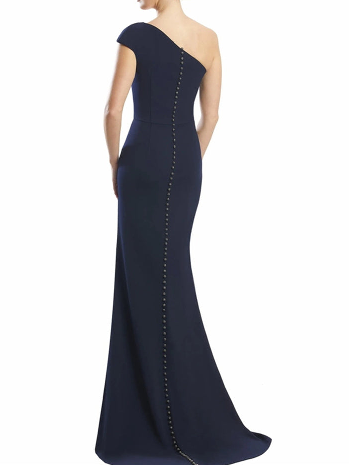 One-Shoulder Floor-Length Trumpet/Mermaid Gown for the Mother of the Bride