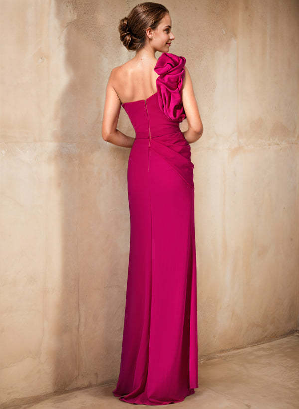 One-Shoulder Column Gown with Side Split for the Mother of the Bride