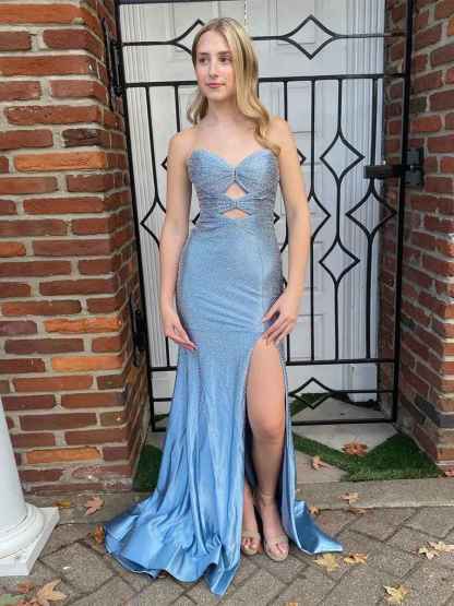 Orange Mermaid Strapless Long Prom Dress with Beads