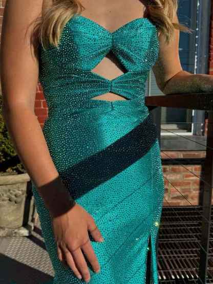 Light Yellow Mermaid Strapless Keyholes Prom Dress with Beads