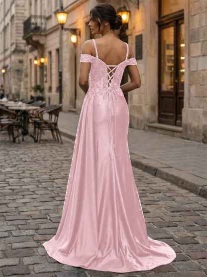 Emerald Green Beaded Corset Satin Long Prom Dress