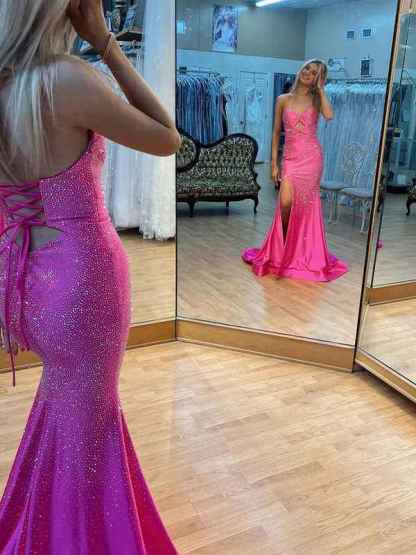 Light Yellow Mermaid Strapless Keyholes Prom Dress with Beads