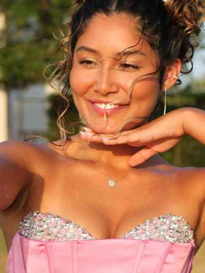 Pink Beaded Neck Pleated Mermaid Long Prom Dress with Slit