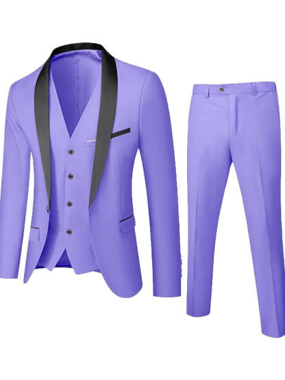 Single-Button One-Breasted Three-Piece Wedding Suit For Men Standard Fit
