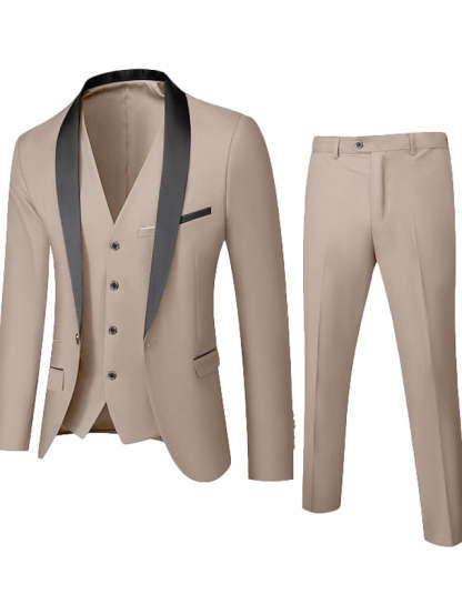 Single-Button One-Breasted Three-Piece Wedding Suit For Men Standard Fit