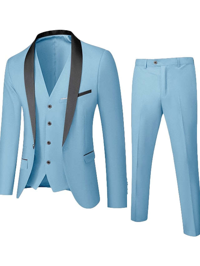 Single-Button One-Breasted Three-Piece Wedding Suit For Men Standard Fit