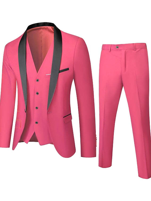 Single-Button One-Breasted Three-Piece Wedding Suit For Men Standard Fit