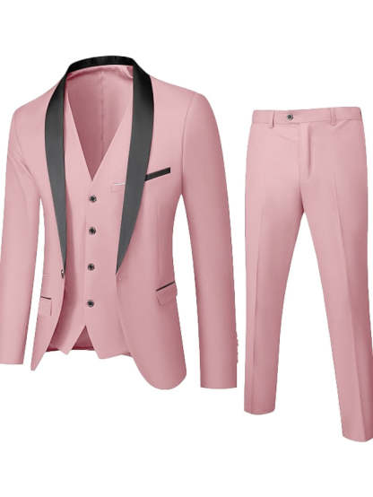 Single-Button One-Breasted Three-Piece Wedding Suit For Men Standard Fit