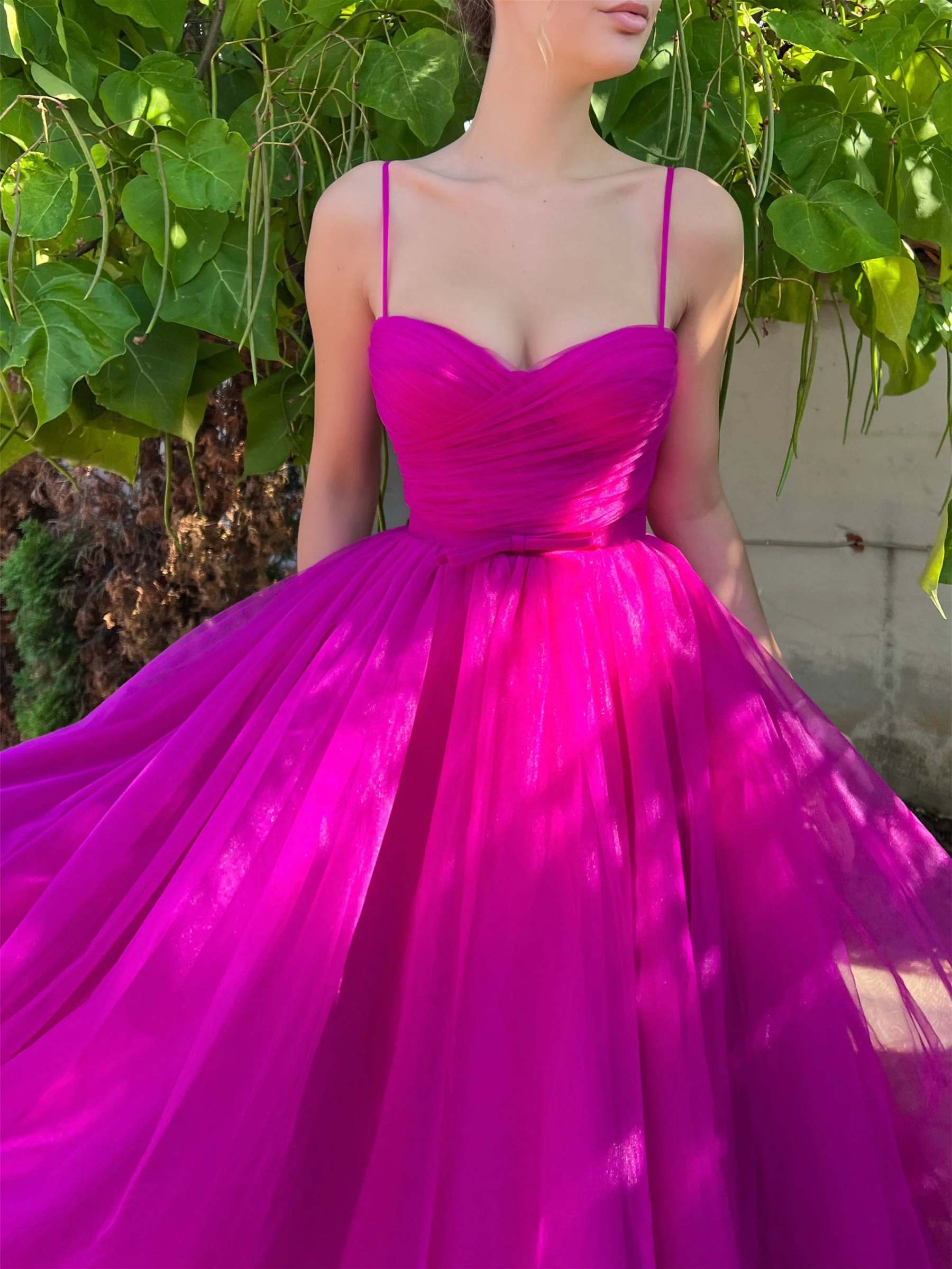 Spaghetti Strap Tea-Length Prom Dress in A-Line and Princess Styles