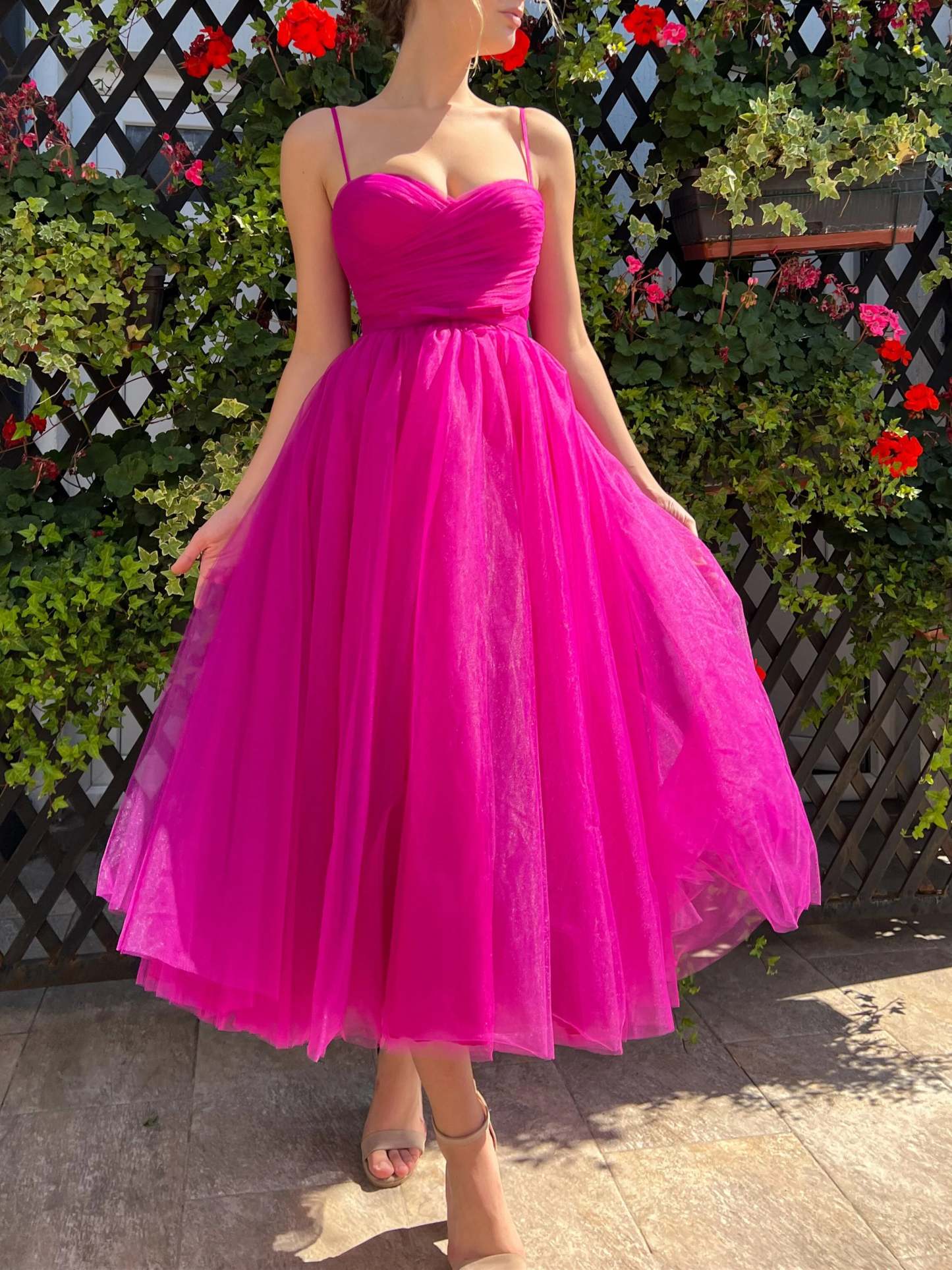 Spaghetti Strap Tea-Length Prom Dress in A-Line and Princess Styles