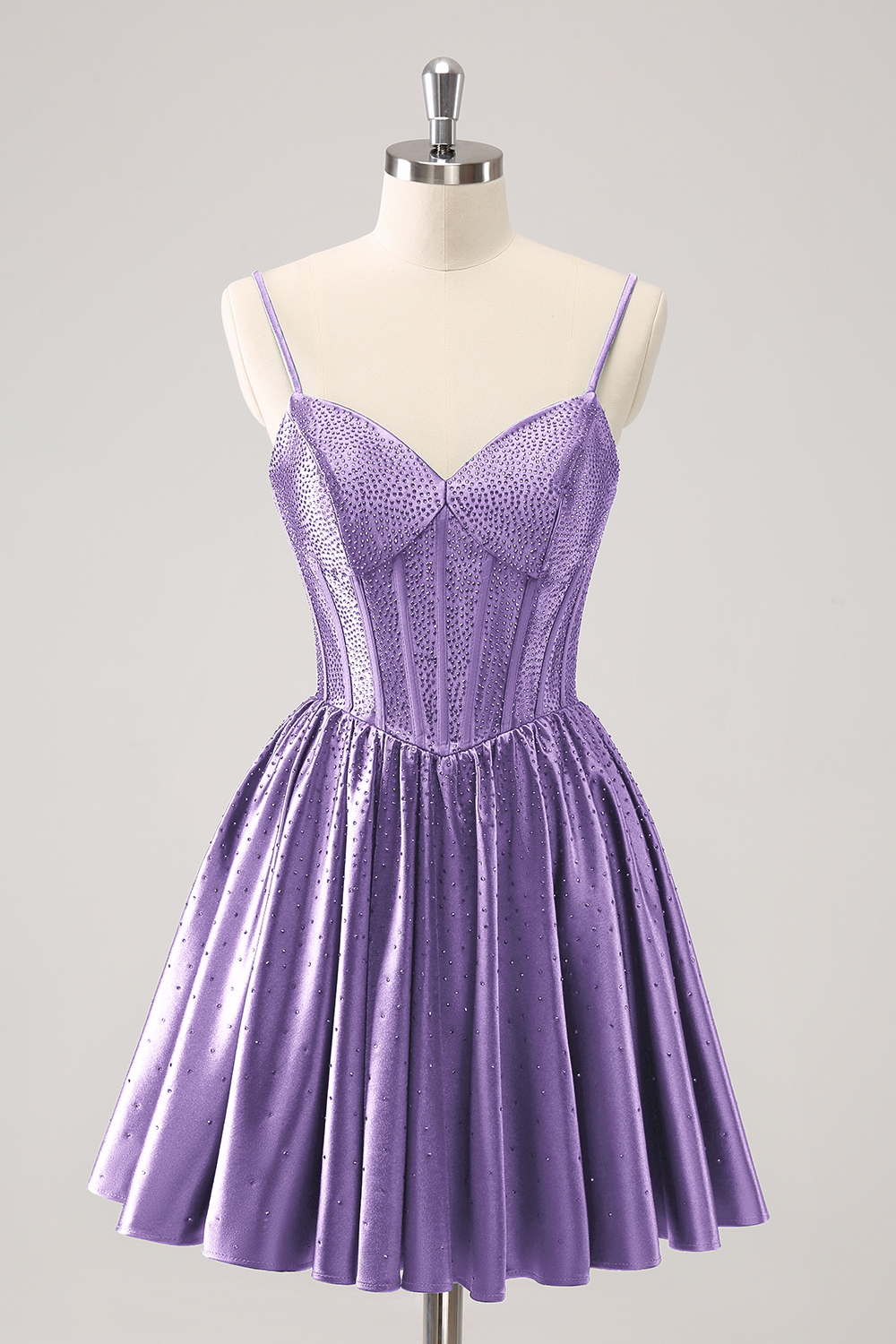 Sparkly Blue Beaded Corset A Line Short Homecoming Dress