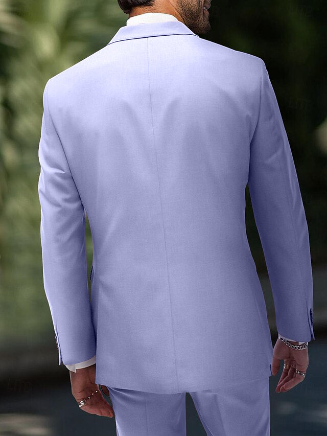 Double-Breasted Six-Button Wedding Suit For Men Standard Fit 2-Piece Set