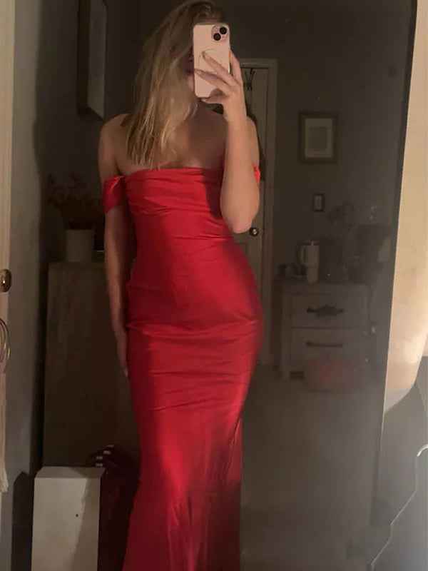 Yellow Off the Shoulder Sheath Long Party Maxi Dress