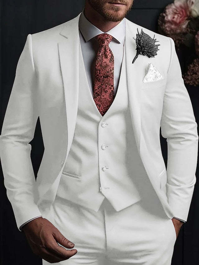 Three-Button Single Breasted Tailored Fit Wedding Suit For Men