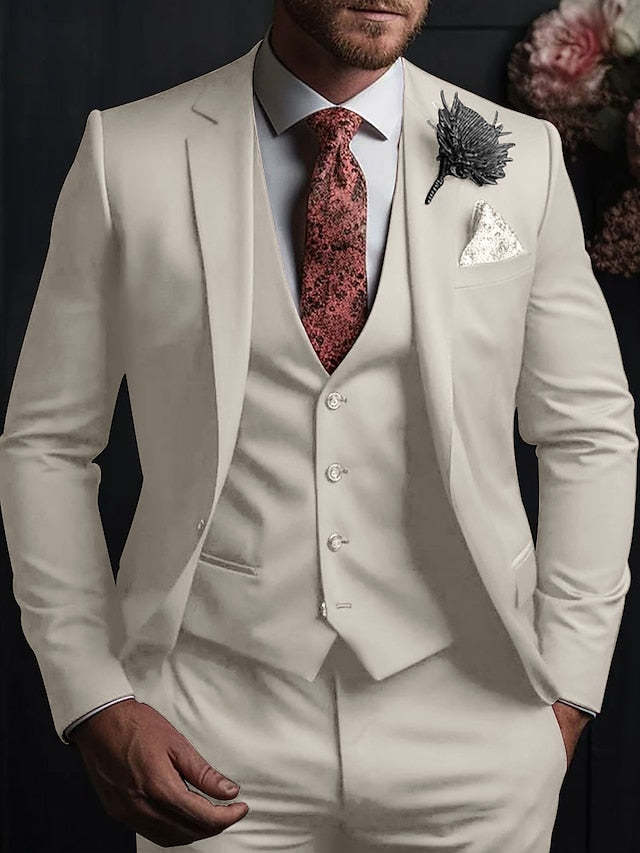 Three-Button Single Breasted Tailored Fit Wedding Suit For Men