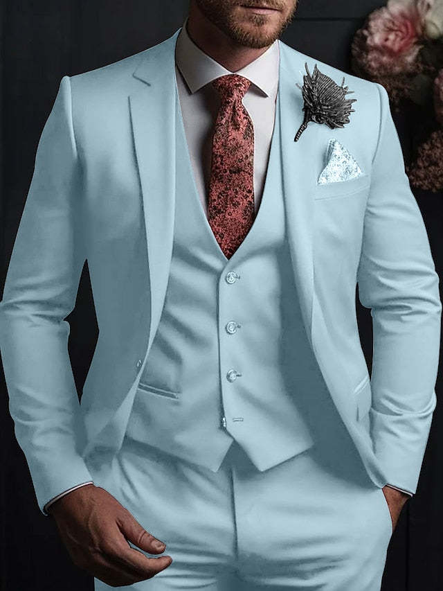 Three-Button Single Breasted Tailored Fit Wedding Suit For Men