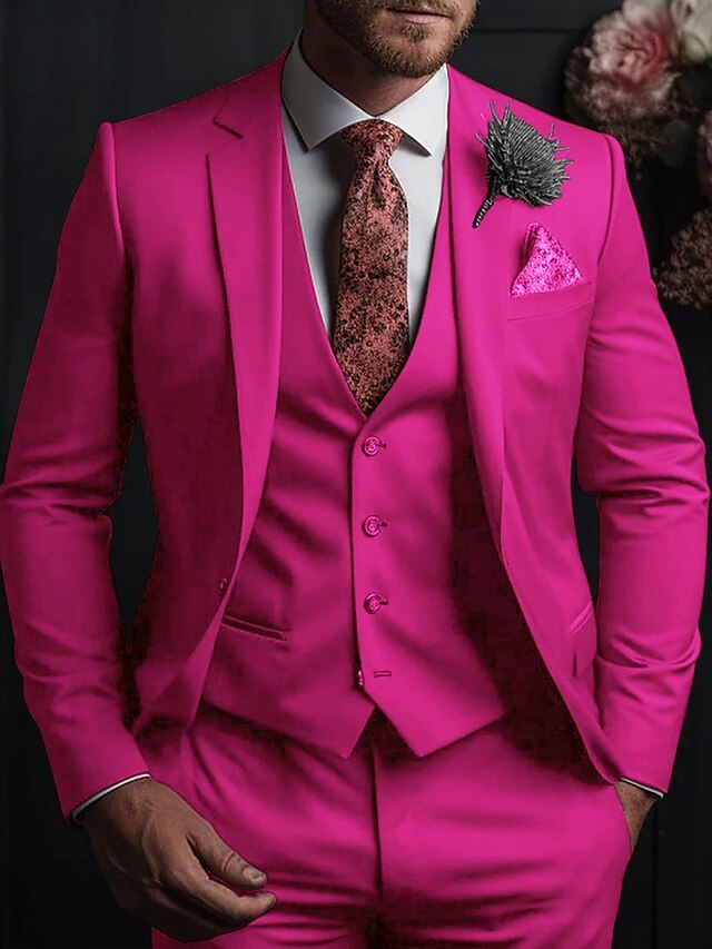 Three-Button Single Breasted Tailored Fit Wedding Suit For Men