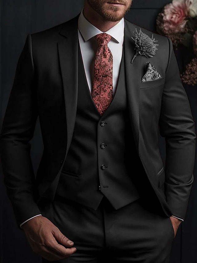 Three-Button Single Breasted Tailored Fit Wedding Suit For Men