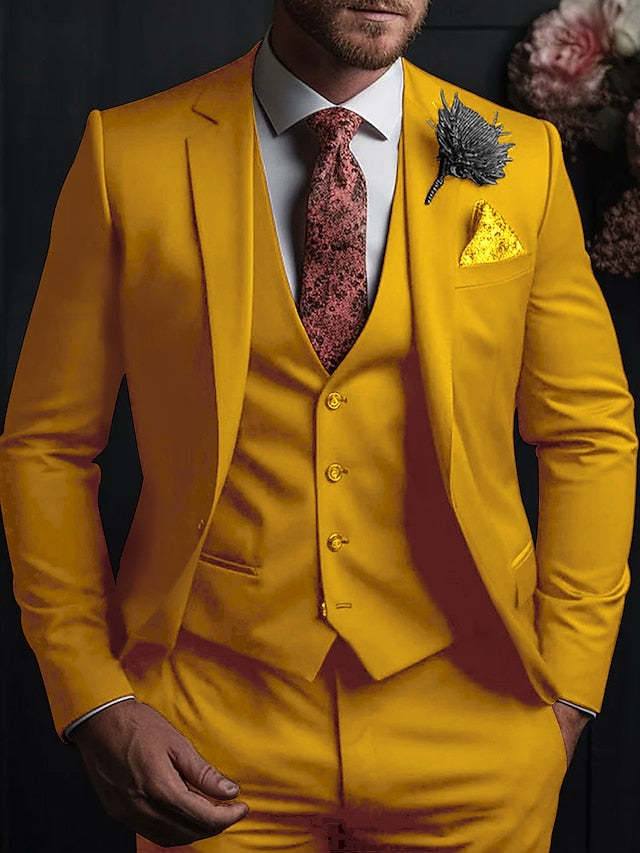 Three-Button Single Breasted Tailored Fit Wedding Suit For Men