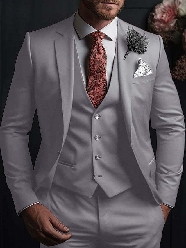 Three-Button Single Breasted Tailored Fit Wedding Suit For Men