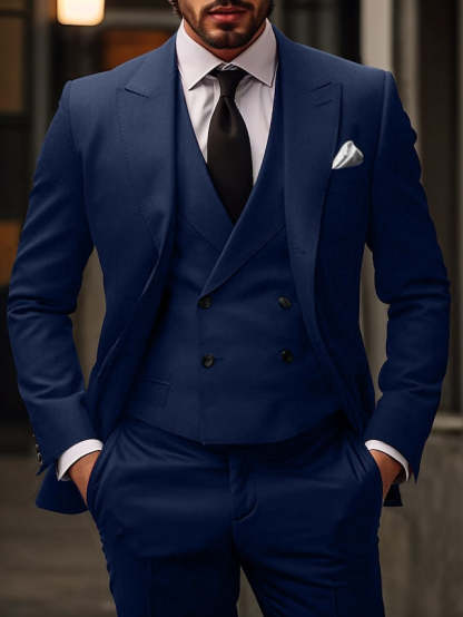 Men's Single Breasted Two-Button Tailored Fit 3-Piece Wedding Suit