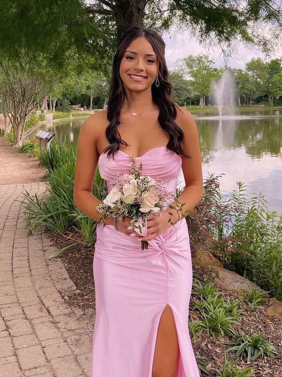 Romantic Soft Pink Cowl Neck Corset Satin Prom Dress